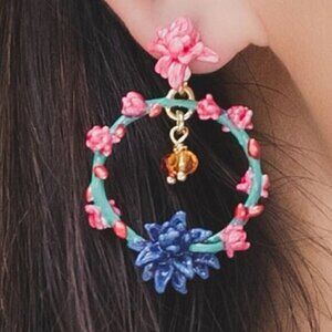 Les NEREIDES Thin Hoops Poppy, leaves 🍃 and daisies